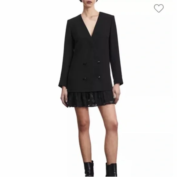 NWT 🦄 The Kooples Double-Breasted Blazer dress with lace size 1(S) - Picture 5 of 5